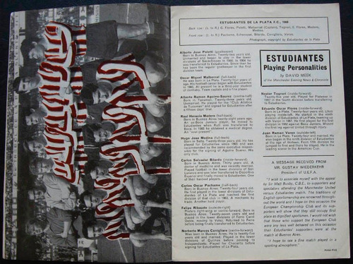 Programa Copa Intercontinental Estudiantes - Man Utd. 1968 (Usado)
