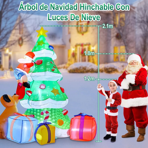 Inflable De Navidad Decor Navidenos Con Luz De Nieve 2.1m