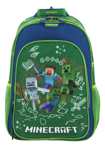 Mochila Escolar Primaria Chenson Minecraft Movie Mc66071 Verde Mc66071-g