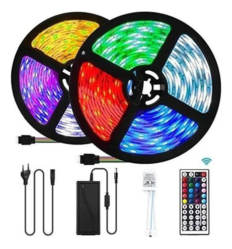 Tira Led Rgb Habitación Control Grande Kit X 10mts Luces 220