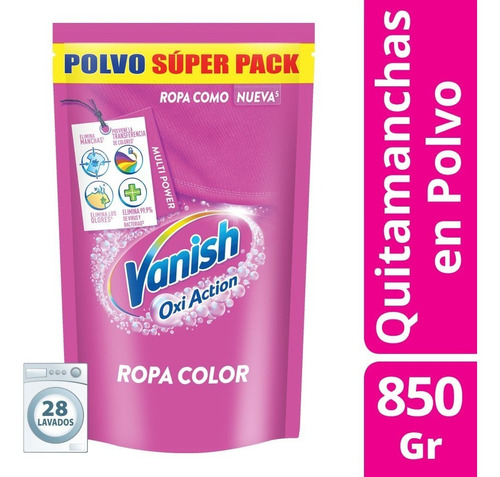 Vanish Quitamanchas En Polvo Rosa Repuesto Doypack X 850g