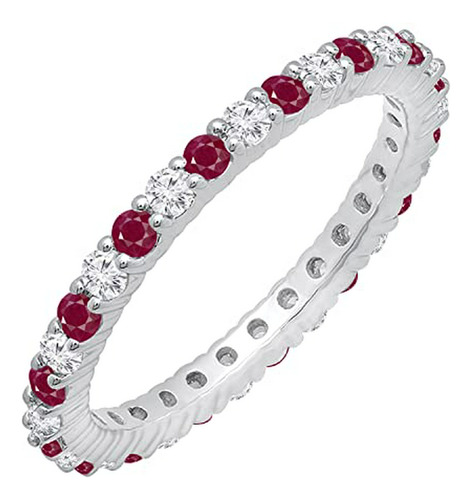 Dazzlingrock Colección 14k Ronda Ruby & White Diamond Señora