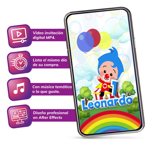 Invitación Digital Video Mp4 Animada - Jiga Animation Plim Plim