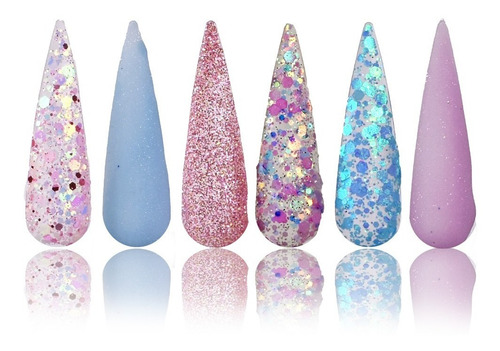Coleccion Acrilicos Para Uñas Divas 6 Colores Cake Pop