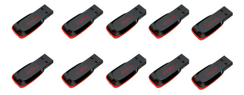 Paquete 10 Pzas Usb 16gb Sandisk Flash 2.0 Sdcz50-016g-b35 Color Negro