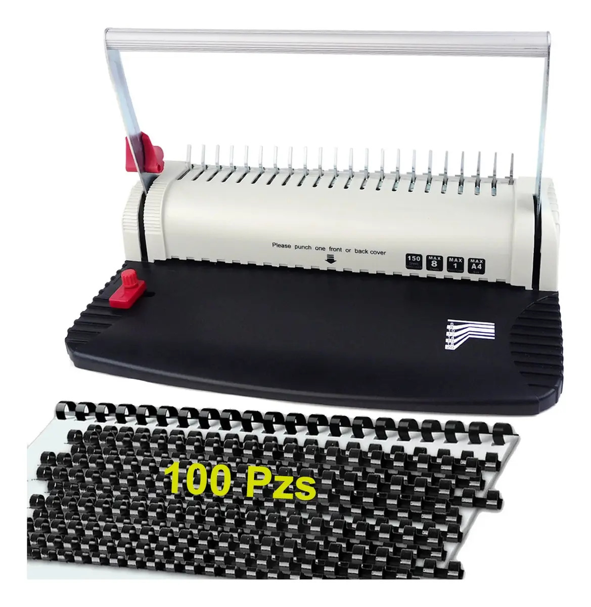 Engargoladora Con 100 Arillos Plástico Máquina Encuadernación Para A4 Y A5 BOWOSHEN
