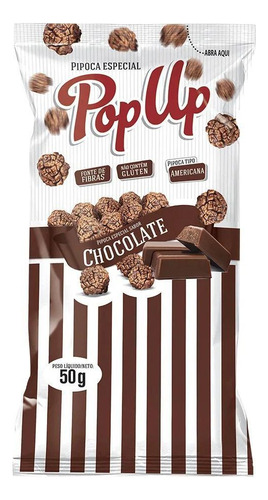 Pipoca Especial Pop Up Sabor Chocolate 50 Gramas- Kit 15un