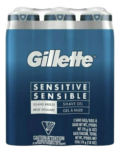 Gel De Afeitar Gillette Sensitive Island Breeze. 170g. Pk3