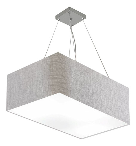 Pendente Retangular Md-4372 Cúpula Tec 60x40cm Rustico Cinza