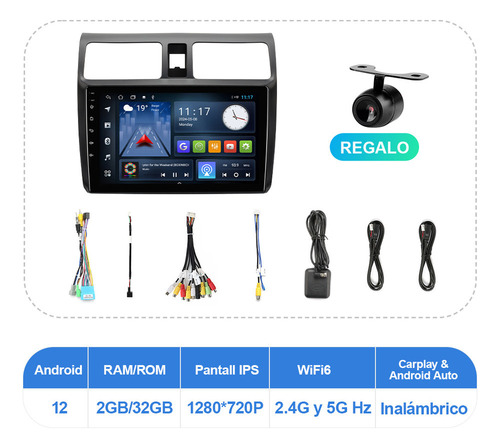 Zk Estéreo Carplay Ram 2gb Para Suzuki Swift 2003-2010 100