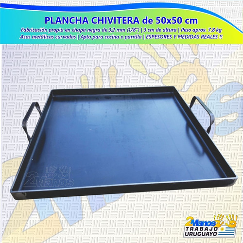 Imagen 2 de 10 de Plancha Chivitera 50x50 3,2 Mm Chapa Laminada 4 Hornallas