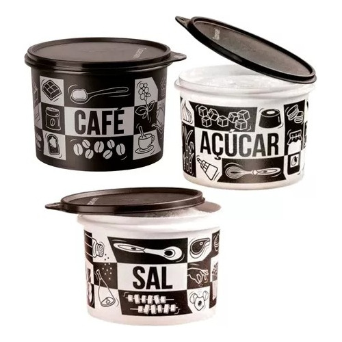 Tupperware Kit Mantimento Pb Açúcar, Café E Sal