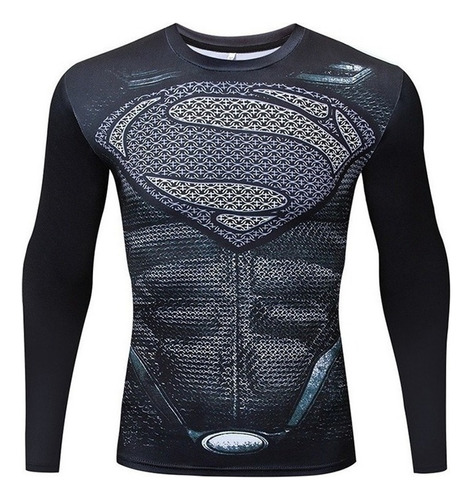 Tops Camisa Compresión Con Estampado De Superman Para Hombre