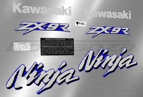 Calcos Kawasaki Zx9 R Año 98 Metalizadas Con Advertencias