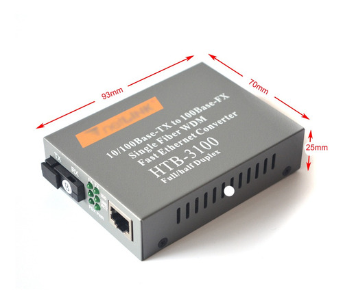 Convertidor De Fibra Óptica Giga Medios 100 Mbps 20 Km A/b