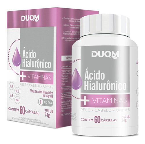 Ácido Hialurônico Com Vitaminas 1 Cápsula Dia - 60 Cáps Duom