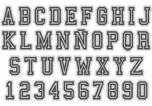 44 Parches Bordados Letras Números Blanco 5cm Termoadhesivos