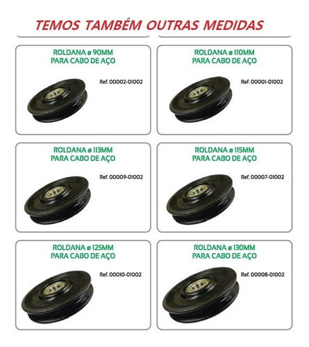 Kit 14 Roldanas Para Cabo De Aço 90mm Com Buchas