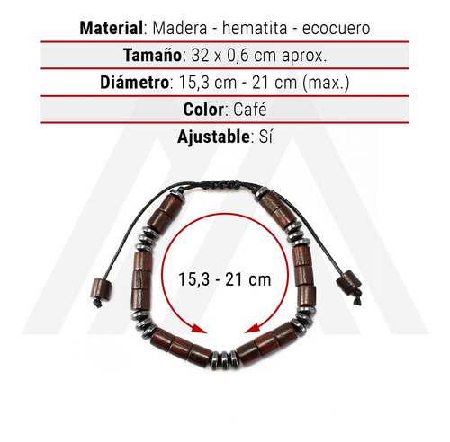 Imagen 8 de 10 de Pulseras Hombre Brazalete Madera Pulseras Piedras Naturales