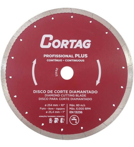 Disco Corte Diamantado Zapp 600 Plus 250mm Cortag