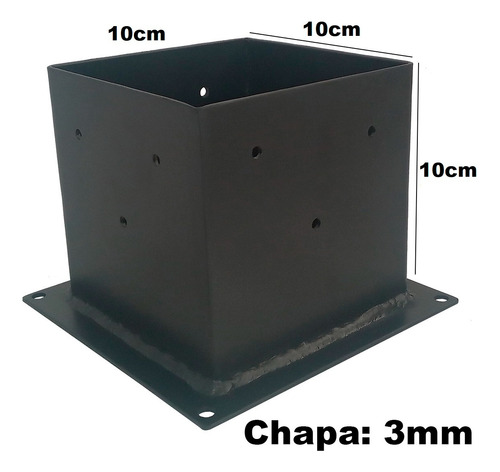 04 Suportes Pilar De Madeira Medida Interna 10x10x10cm 3mm
