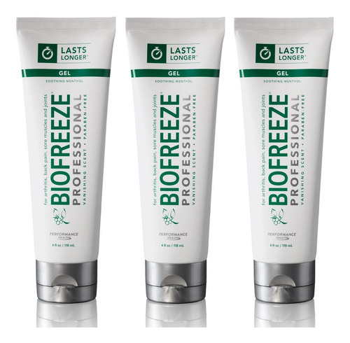 Set De 3 Tubos De Gel Biofreeze Professional 4 Onza Alivio