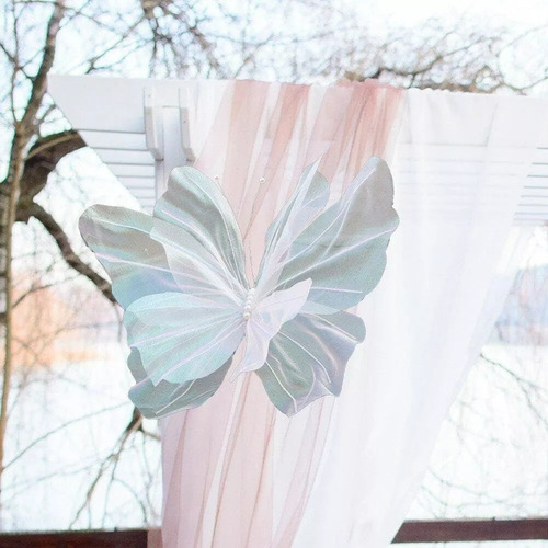 2 Flores Artificiales Con Mariposas 50cm - Boda, Fiesta
