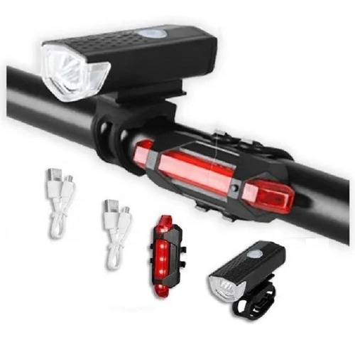Imagen 5 de 10 de Set Luces Bicicleta Delantera Trasera Recargable Impermeable