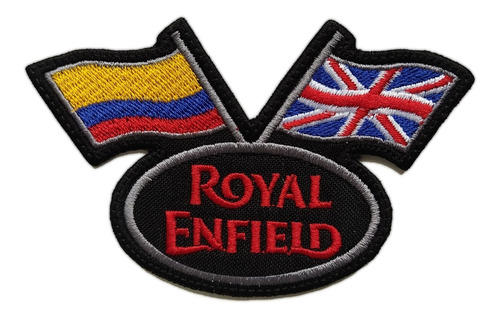 Parche Bordado Royal Enfield Con Bandera Colombia  Inlgaterr