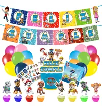 Comprar Set Globos + Banderin + 8toppers Paw Patrol Feliz Cumpleaños Azul Paw Patrol