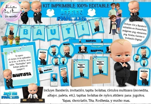 Kit Imprimible Candy Bar Un Jefe En Pañales 100% Editable