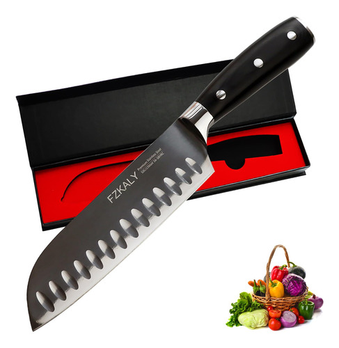 Fzkaly Santoku Cuchillo De Chef Profesional De 7 Pulgadas