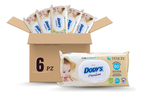 Toallitas Humedas Dody´s Avena Caja C/6 Paquetes De 80pz C/u