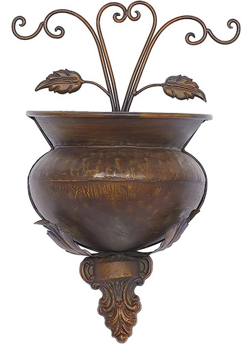 Deco 79 Metal Scroll Indoor Outdoor Wall Planter, 11 X 6 X