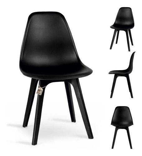 Magma Life Sillas para Comedor Altair: Conjunto de 4 sillas Resistentes con Diseño Moderno y Colores Vibrantes, Perfectas para Hogar. ¡Estilo y Durabilidad en Uno! (Negro)