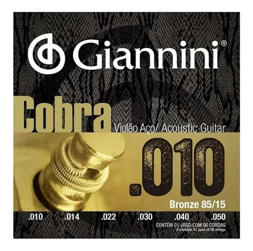 Encordoamento Giannini 010 Para Violão Aço Bronze 85/15