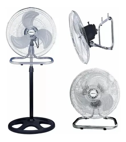 3 Ventiladores Industriales 3 Posiciones Pared Piso Techo