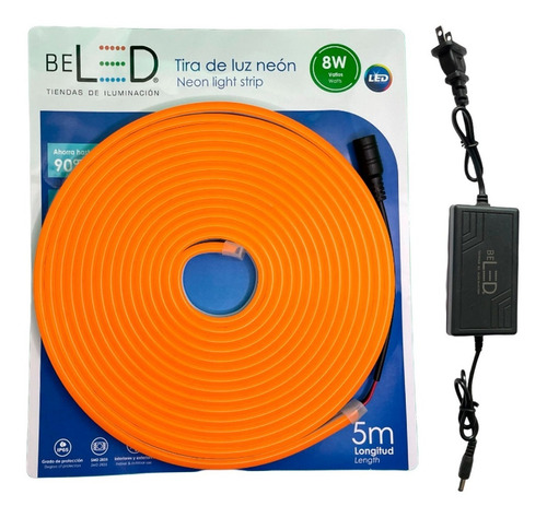 Tira De Led Neon Flexible 5m 12v Incluye Fuente 12v 3 Amp Color de la luz Naranja