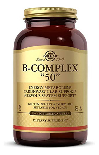 Solgar B-complex 50, 250 Cápsulas Vegetales - Metabolismo En