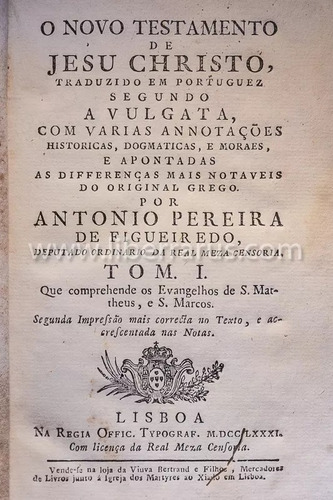 Livro Biblia Antiga 1781 - O Novo Testamento-antonio Pereira