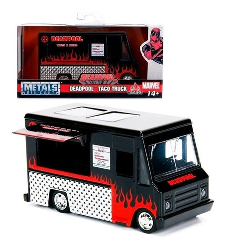 Deadpool Taco Truck Marvel Jada Escala 1:32 Negro Nuevo