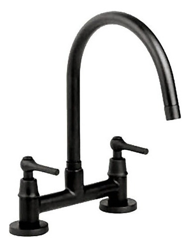 Grifería Cocina Cisne Lever 2 Llaves Caba Black Trovani Color Negro