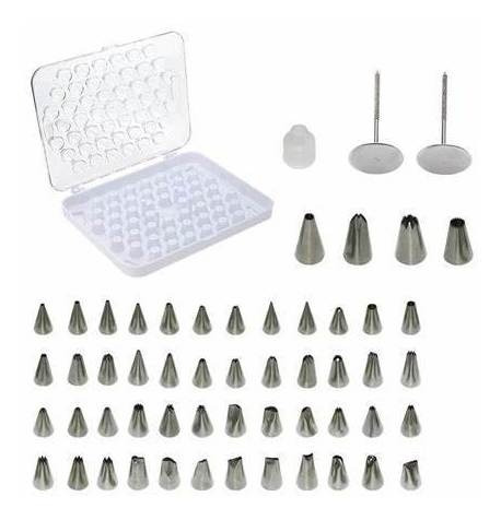 Kit Com 52 Bicos De Confeitar Inox Com 01 Acoplador