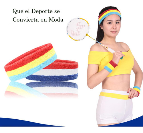 Juego De Muñequeras Deportivas De Algodón (1 Diadema + 2