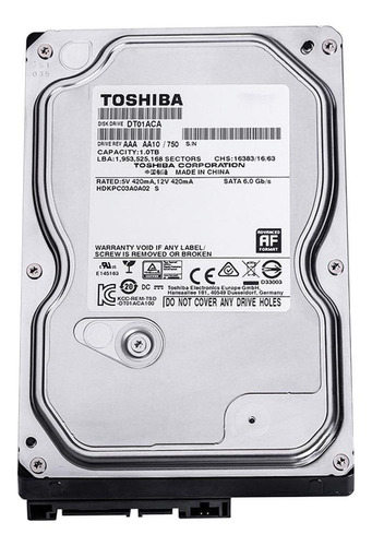 Disco Duro Interno Toshiba 1tb 3,5  7200 Rpm  Dt01aca100