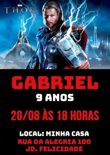 Criar convite de Super Thor Vermelho online grátis