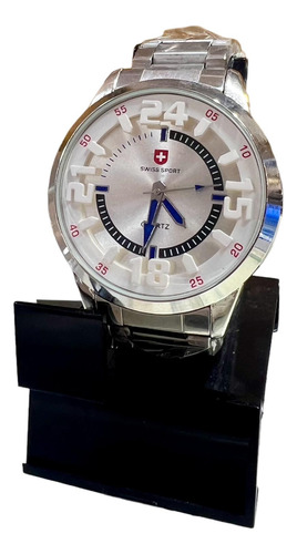 Reloj Swiss Sport Malla Metal Fondo Blanco