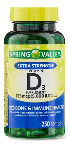 Vitamina D3 Spring Valley 125 Mcg 250 Tabletas