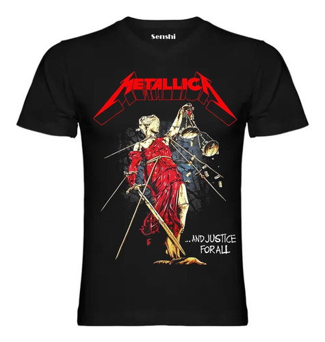 Polera Unisex Metallica En Algodon Estampada En Dtf Cod 002