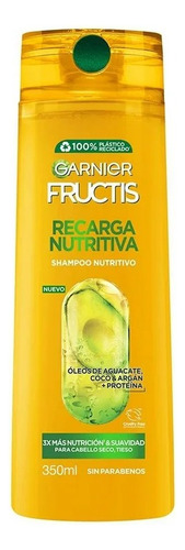 3 Pza Shampoo Garnier Fructis Recarga Nutritiva 350 Ml